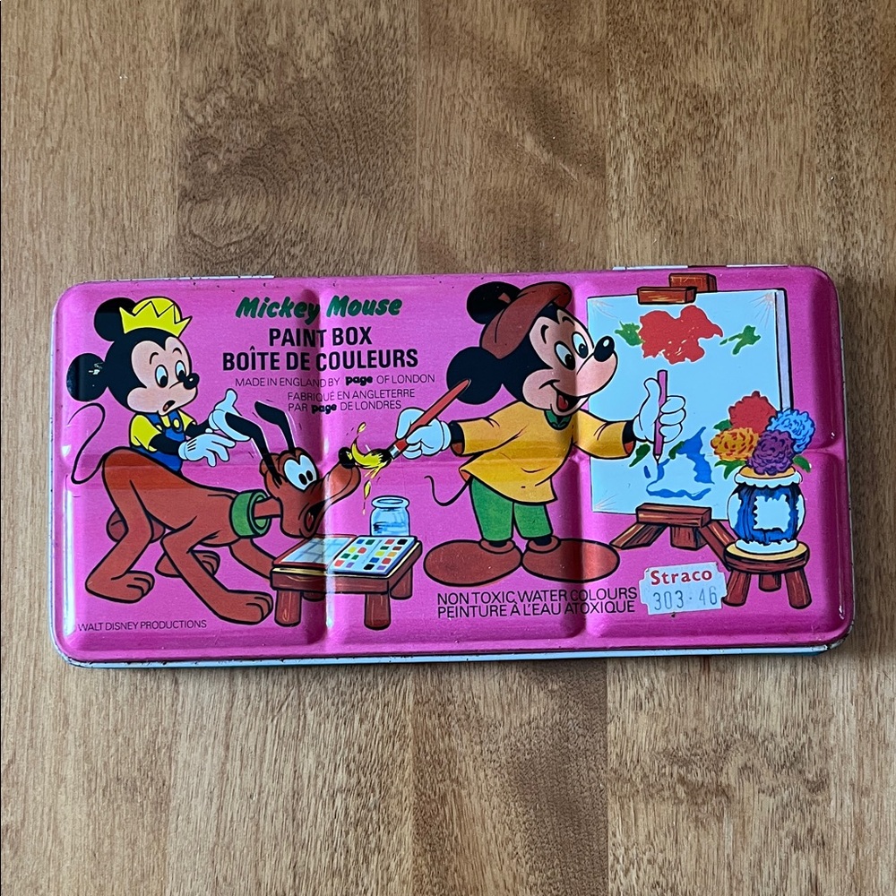 Vintage Disney Mickey Mouse Paint Lithographed Tin # 303-46 By Page Of London